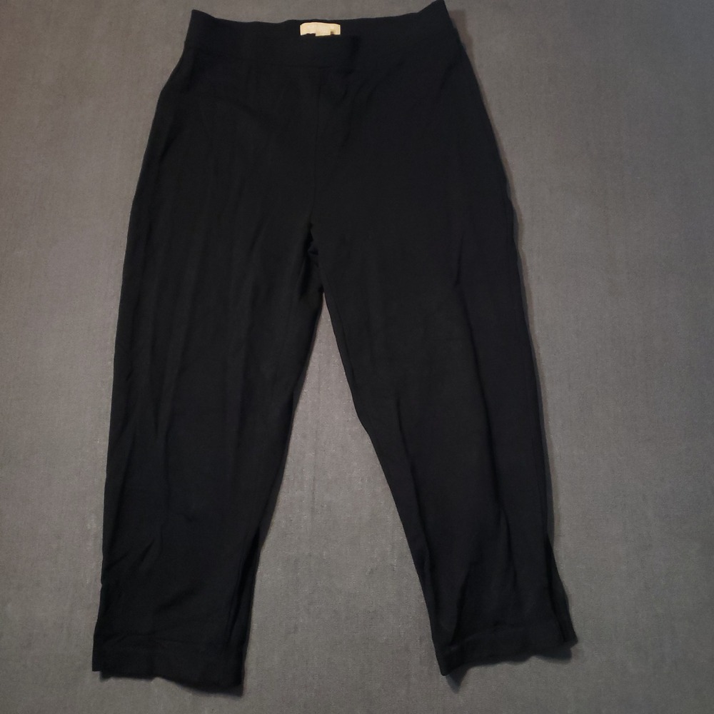 Kate‎ Hill Casual Cropped Pants Womens Small Black Stretch Pull On Trousers